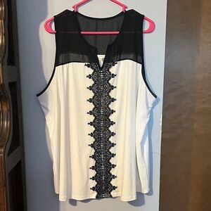 Maurices Black and White Lace Accent Blouse